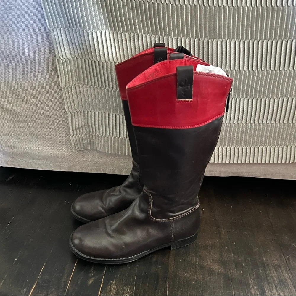 Cole Haan Nike Air Girl's 12" Nancy Tall Riding Boots Brown Red Equestrian 3M